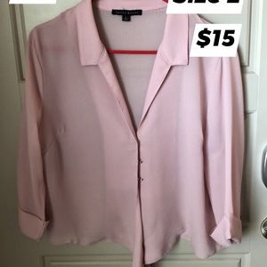 Magenta button up & tie top